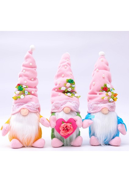 3 Pc Sevgililer Günü Gnome Silindir Şapka Inci Çiçek Yüzü Olmayan Bebek Hediye Kumaş Bebek Orman Yaşlı Dekorasyon (Yurt Dışından)