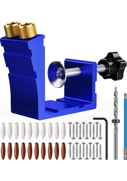 Cep Delik Jig Kiti, 15° Açılı Delikler Için Cep Delik Matkap Kılavuz Jig Seti, Ağaç Işleme Açılı Delik Delme Için A (Yurt Dışından)