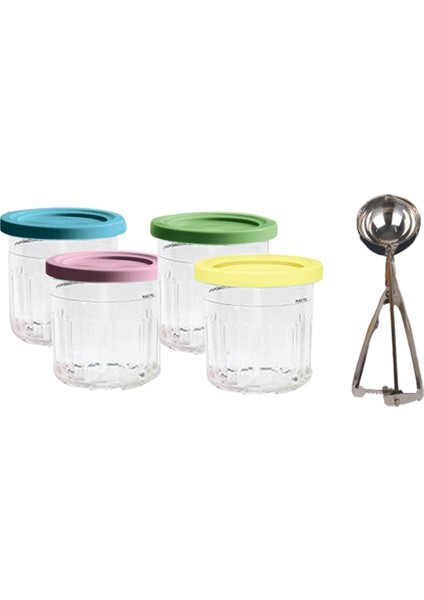 4 Paket Nınja Dondurma Bira Bardağı Bardak NC299AMZ/NC300S Serisi Dondurma Yapma Makinesi Hava Geçirmez Kapaklı Yedek Saklama Kavanozları (Yurt Dışından)