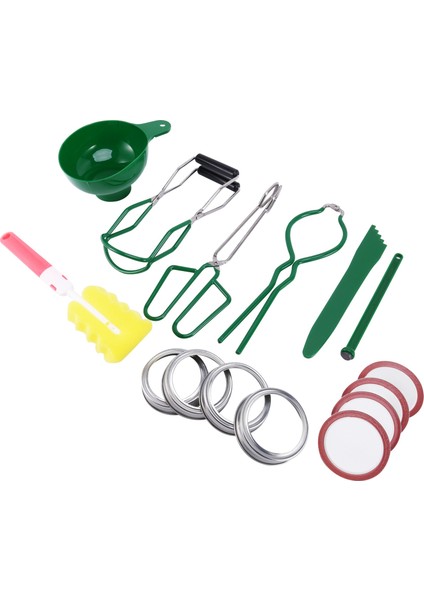 Konserve Malzemeleri Kiti, Konserve Hunisi, Kavanoz Kaldırıcı, Kavanoz Anahtarı, Kapak Kaldırıcı, Konserve Maşası, Kabarcık Patlatma Sökücü Aletler (Yurt Dışından)