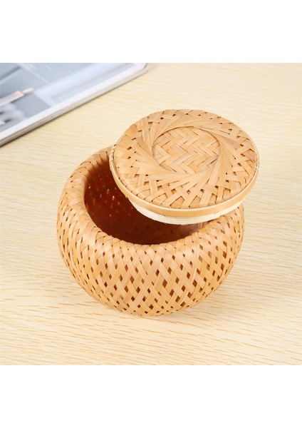 Küçük Eşyaların Saklanması Için Kapaklı 2 Küçük Dekoratif Bambu Sepet Seti El Yapımı ve Örgülü Bambu Saklama Kutusu (Yurt Dışından) fırsatları