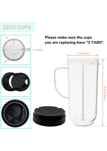 Flip Top To-Go Kapaklı Blender 22OZ Kupalar Magicbullet Karıştırıcılar 250W MB1001 Serisi Için Uyumlu Yedek Parçalar (Yurt Dışından) modelleri