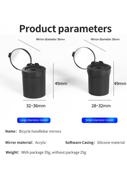 Bisiklet Gidon Reflektör Yol Bisikleti Dağ Ayna Bisiklet Dönebilen Ayarlanabilir Mini Dikiz Aynası 32 Ila 36MM (Yurt Dışından)