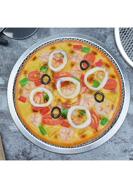 8x Pizza Eleği, Pizza Tavası, Fırın Için Pizza Tavası, Pizza Tepsisi, 12 Inç Dikişsiz Çerçeveli Alüminyum Yapışmaz Pizza Eleği (Yurt Dışından)