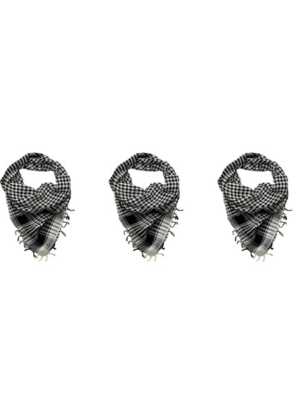 3x Uni Eşarp Polyester Arap Çölü Shemagh, Siyah (Yurt Dışından)