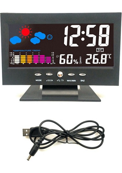 LCD Renkli Ekran Dijital Erteleme Çalar Saat Hava Durumu Tahmin Istasyonu Sıcaklık Nem Zaman Tarih Ekranı Saat Ev (Yurt Dışından)