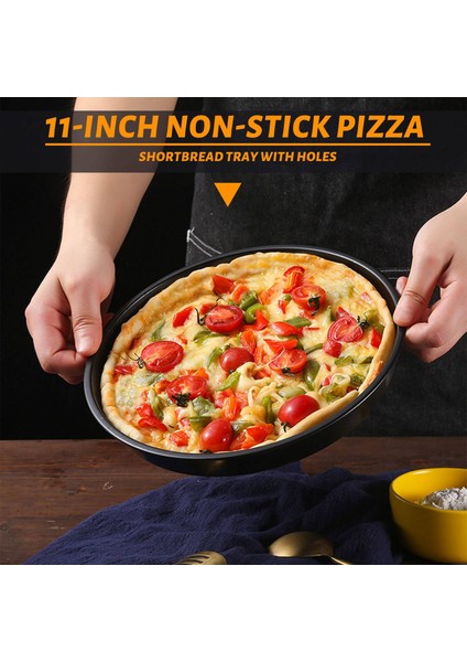 2 Paket 11 Inç Kişisel Delikli Pizza Tavaları Yapışmaz Kaplamalı Karbon Çelik Kolay Temizlenebilir Pizza Fırın Tepsisi (Yurt Dışından)