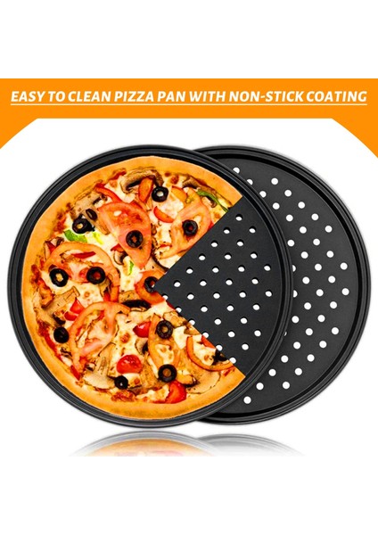 2 Paket 11 Inç Kişisel Delikli Pizza Tavaları Yapışmaz Kaplamalı Karbon Çelik Kolay Temizlenebilir Pizza Fırın Tepsisi (Yurt Dışından)