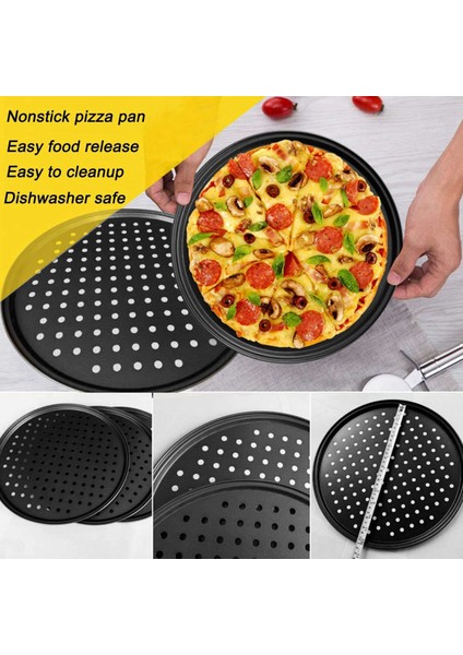 2 Paket 11 Inç Kişisel Delikli Pizza Tavaları Yapışmaz Kaplamalı Karbon Çelik Kolay Temizlenebilir Pizza Fırın Tepsisi (Yurt Dışından)