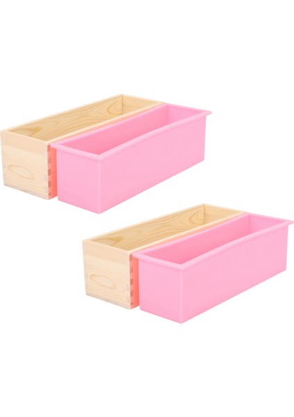 2x 1200G Dıy Sabun Ahşap Sabun Kalıp Kutusu Silikon Astar Dikdörtgen Somun Girdap Sabun Kalıp Yapma Aracı (Yurt Dışından)