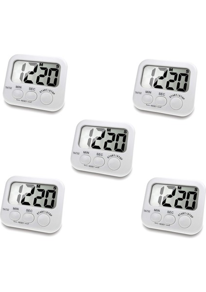 5x Dijital Mutfak Zamanlayıcısı, Ekran Yazı Tipi Gösterimi, Manyetik Arka Pişirme Zamanlayıcısı, Yüksek Alarm (Yurt Dışından)