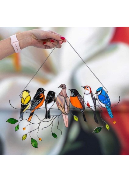 1 Tel Üzerinde Çok Renkli Kuşlar Yüksek Lekeli Akrilik Suncatcher Pencere Paneli, Kuş Serisi Süsler Kolye Ev Dekor-7 Kuşlar (Yurt Dışından) fiyatları