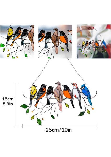 1 Tel Üzerinde Çok Renkli Kuşlar Yüksek Lekeli Akrilik Suncatcher Pencere Paneli, Kuş Serisi Süsler Kolye Ev Dekor-7 Kuşlar (Yurt Dışından) modelleri