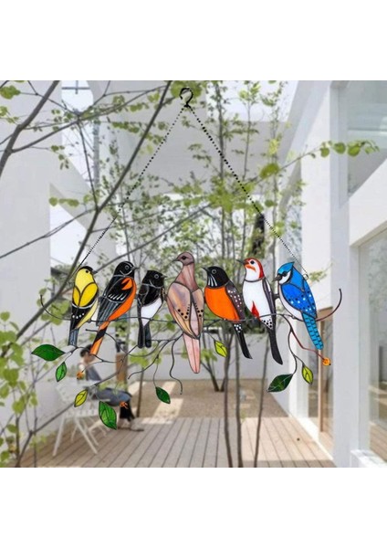 1 Tel Üzerinde Çok Renkli Kuşlar Yüksek Lekeli Akrilik Suncatcher Pencere Paneli, Kuş Serisi Süsler Kolye Ev Dekor-7 Kuşlar (Yurt Dışından) indirimleri