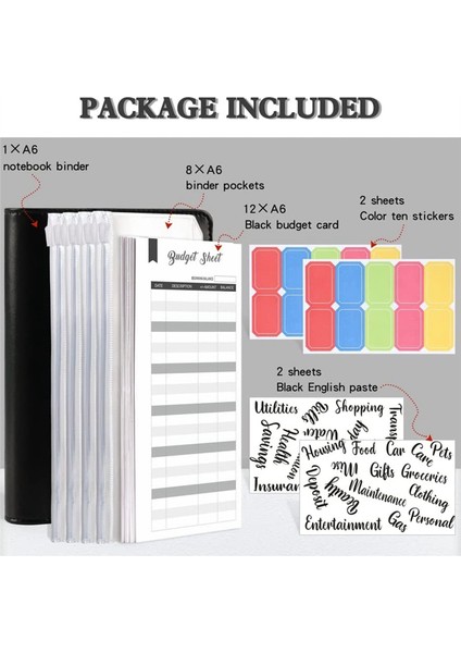Bütçe Bağlayıcı Nakit Zarflar Cüzdan A6 Tasarruf Bağlayıcı Seti Nakit Doldurma Bütçe Cüzdan Para Organizatör Bütçe Sayfası A ile (Yurt Dışından) modelleri