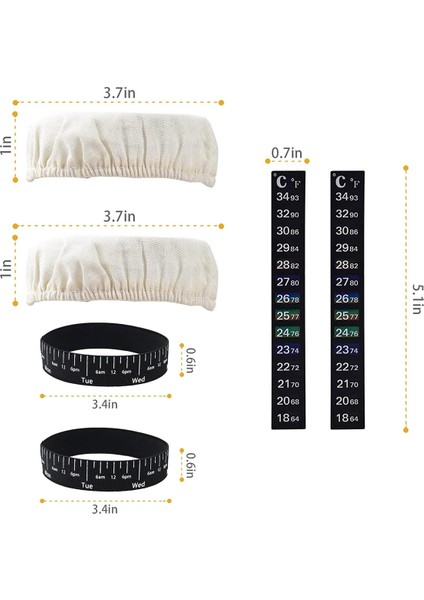 Ekşi Maya Kavanoz Setleri Için Kumaş Kapaklı, Sıcaklık Göstergeli ve Tarih Bantlı Yedek Set (Yurt Dışından)