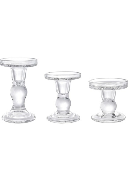 Cam Mumluklar, Şeffaf Sütun Konik Şamdan Kristal Mumluk Yemek Masası Için Standı 3 Adet (Yurt Dışından)