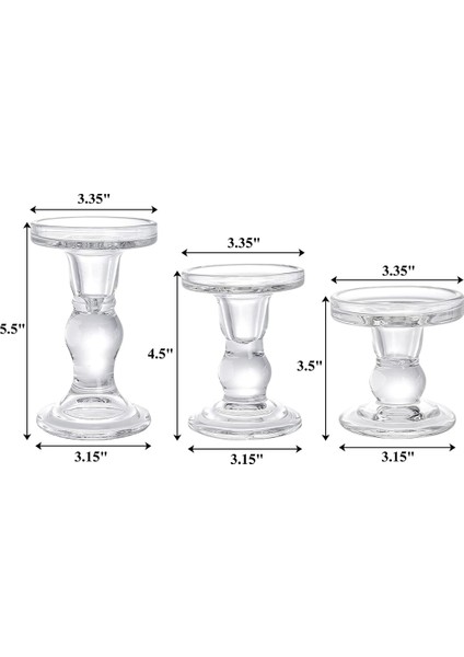 Cam Mumluklar, Şeffaf Sütun Konik Şamdan Kristal Mumluk Yemek Masası Için Standı 3 Adet (Yurt Dışından) fiyatları