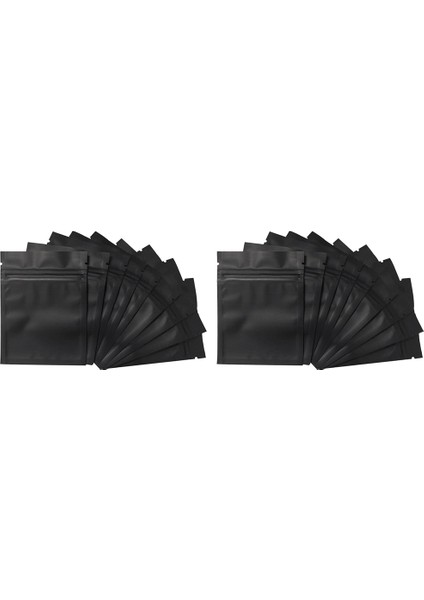 200 Paket Koku Geçirmez Çanta - 3 x 4 Inç Açılıp Kapanabilir Mylar Çanta Folyo Kese Çanta Düz Fermuar Kapatma Çanta Mat Siyah (Yurt Dışından)
