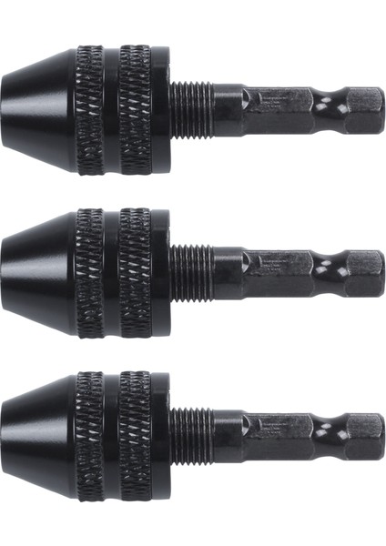 3x Anahtarsız Matkap Chuck Tornavida Darbeli Sürücü Adaptörü 1/4 Inç Matkap Siyah 0.3-3.6mm (Yurt Dışından)