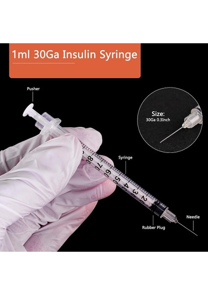 1cc Şırıngalar ve 30G 5/16 Inç Iğne -100 Adet 8mm Şırınga Ayrı Ayrı Mühürlü Steril Şırınga (Yurt Dışından) modelleri