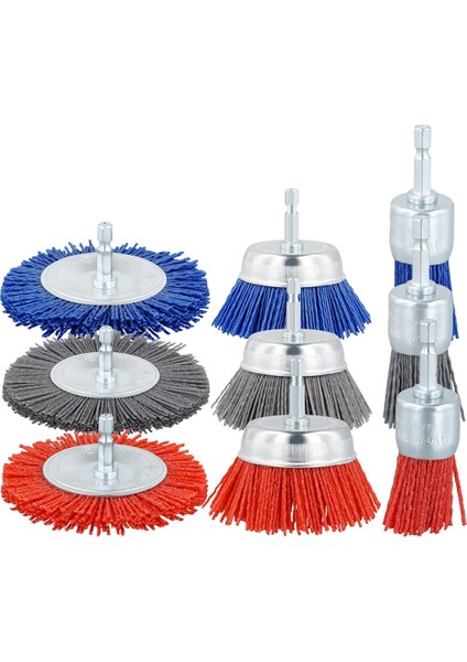 Filament Aşındırıcı Tel Fırça Tekerlekleri, Pas Korozyon Boyasının Çıkarılması Için 1/4 Inç Matkaplı 3 Boyutlu Naylon Set (Yurt Dışından)