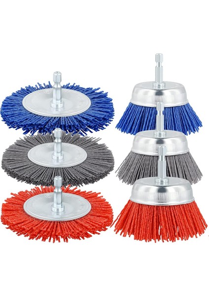 Filament Aşındırıcı Tel Fırça Tekerlekleri, Pas Korozyon Boyasının Çıkarılması Için 1/4 Inç Matkaplı 3 Boyutlu Naylon Set (Yurt Dışından)