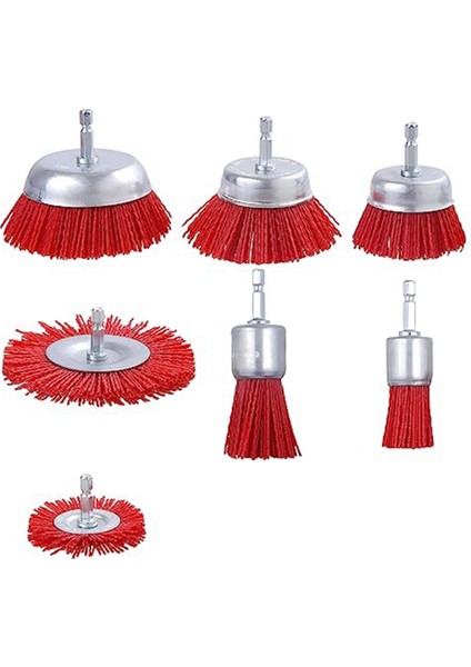 7 Paket Naylon Filament Aşındırıcı Tel Fırça Tekerleği ve Fincan Fırça Seti, 1/4 Inç Altıgen, Naylon Set (Yurt Dışından)