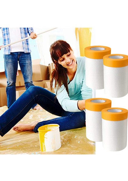 8 Adet Plastik Toz Levha Rulo 0.55X20 M Önceden Bantlanmış Maskeleme Filmi Damla Örtüler Boyama Yatak Mobilya Kaplaması (Yurt Dışından)