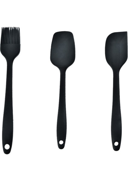 Silikon Spatula 3 Parça Set Kek Spatula Yağ Fırçası Silikon Set Kek Spatula Yağ Fırçası Pişirme Aracı Set (Yurt Dışından)