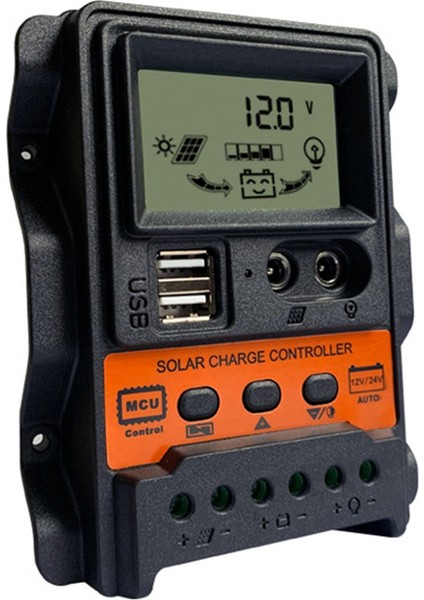 20A Solar Şarj Regülatörü 12V24V Güneş Paneli Denetleyici Regülatörü Otomatik 2 USB LCD Ekran Yük Boşaltıcı (Yurt Dışından)