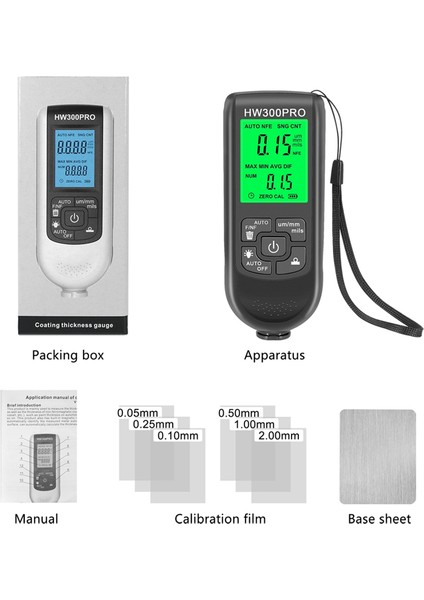 Dijital Arka Işık LCD Film Kalınlığı Ölçer Araba Boyası Kalınlık Test Cihazı Kaplama Kalınlık Ölçer Ölçme Aracı Siyah (Yurt Dışından)