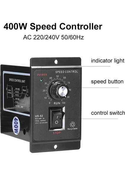 400W Motor Hız Kontrol Cihazı Ac 220V Motor Hız Regülatörü Kontrol Cihazı Ileri ve Geri Motor Vali Kontrol Cihazı (Yurt Dışından)