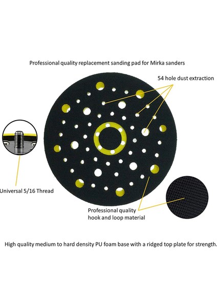150MM 5/16 Dişli 52 Delik Orta Yoğunluklu Rastgele Orbital Zımpara Makinesi Kanca ve Döngü Destek Pedi Ceros Deros ile Uyumlu (Yurt Dışından) fiyatları