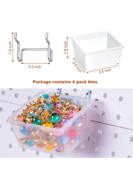 6'lı Paket Şeffaf Kutular, Kutu Kancaları, Kendin Yap Aksesuarları, Tezgah Küçük Kutuları Fit 1/4 -1/8 Peg Board (Yurt Dışından) modelleri