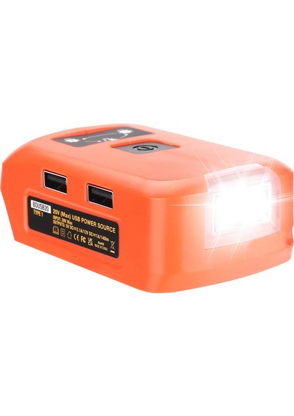 20V Lityum USB Şarj Cihazı Için Adaptör, Çift USB Şarj Cihazı ve 12V Bağlantı Noktalı LED Çalışma Işığı (Yurt Dışından)