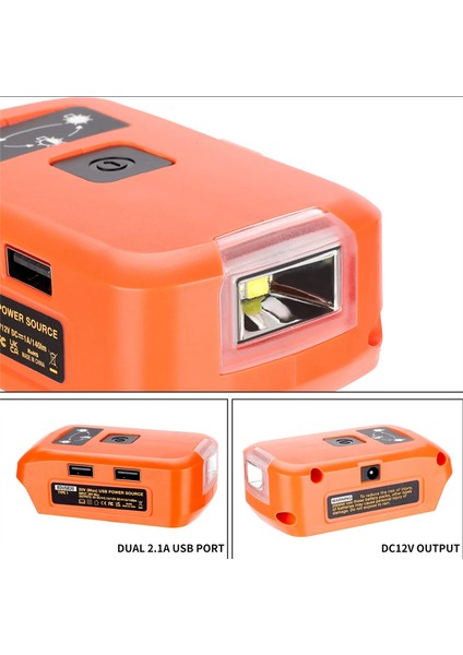20V Lityum USB Şarj Cihazı Için Adaptör, Çift USB Şarj Cihazı ve 12V Bağlantı Noktalı LED Çalışma Işığı (Yurt Dışından) indirimleri
