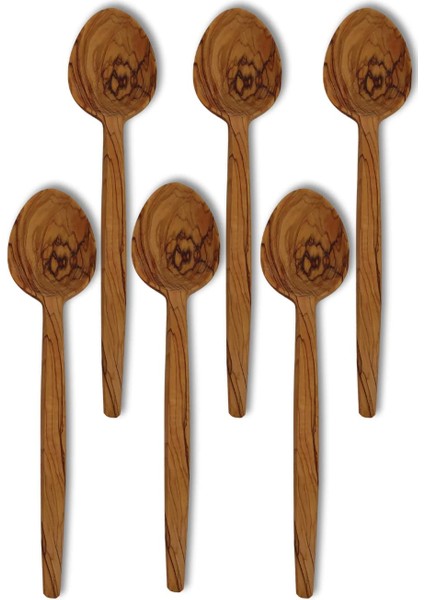 Tahta Kaşık Yemek Kaşığı 6'lı Set Ahşap Kaşık Set Zeytin Ağacı Yemek Takımı Mutfak Gereçleri 29 cm