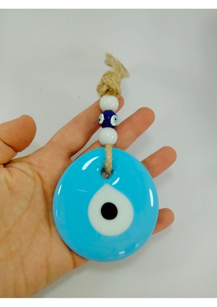 Bebek Mavisi Nazar Boncuğu El Yapımı Cam Nazarlık Duvar Dekoru 7 cm Hediyelik Eşya