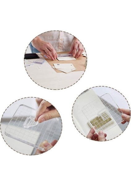 Adet Damga Blokları Akrilik Şeffaf Damgalama Blokları Araçları Scrapbooking El Sanatları Yapımı Için Izgara Çizgileri ile (Yurt Dışından)