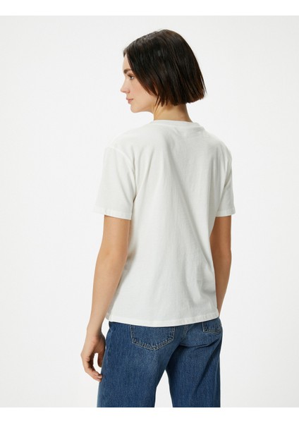 Pamuklu Baskılı T-Shirt Kısa Kollu Bisiklet Yaka fırsatları