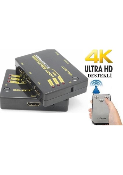 HDMI Switch 3 Port Çoklayıcı Kumandalı 4K Ultra Hd Destekli fiyatları