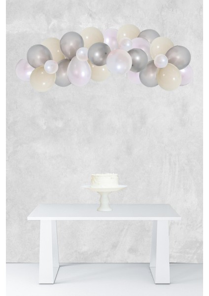 Beyaz Sadeliği Konsept Balon Zinciri Parti Balon Seti 52 Parça