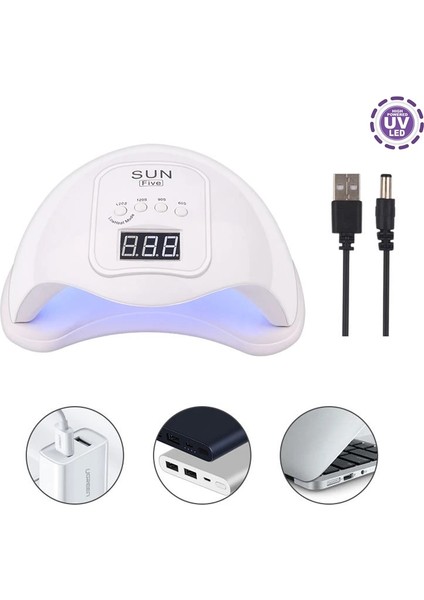 Sun Five Uv Led Yavaş Hızlı Ayarlı 48w Profesyonel Usb Girişli Tırnak Kurutucu Protez Tırnak Kalıcı Oje Poly Gel fiyatları