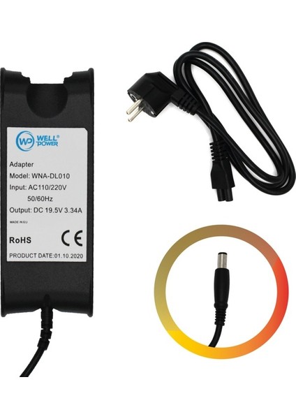 Dell Notebook Laptop Adaptörü 19,5V 3.34A 65W 7.4x5.0 mm Wellpower WNA-DL010
