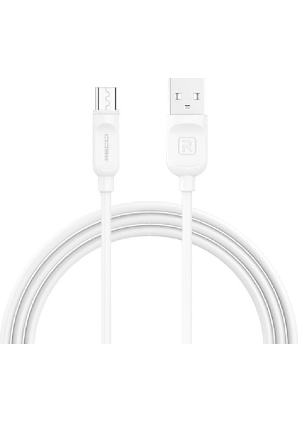 Micro USB Şarj Kablosu Recci RCM-P200 City Of Sky Serisi Micro To Usb-A Data ve Şarj Kablo 2m Beyaz