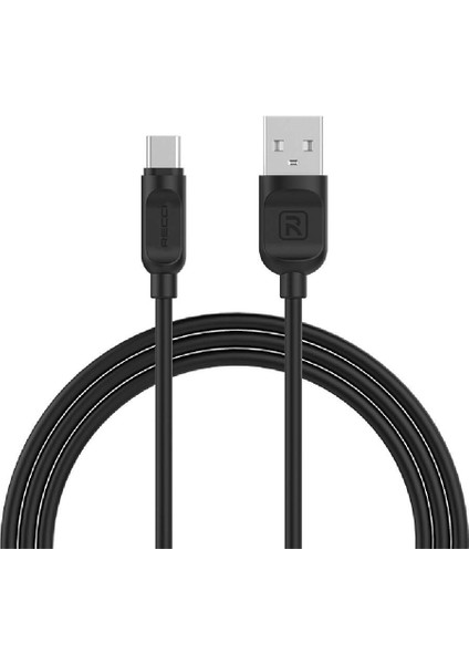 Type-C USB Kablo Recci RCT-P100 City Of Sky Serisi Type-C To Usb-A Data ve Şarj Kablosu 1m Siyah