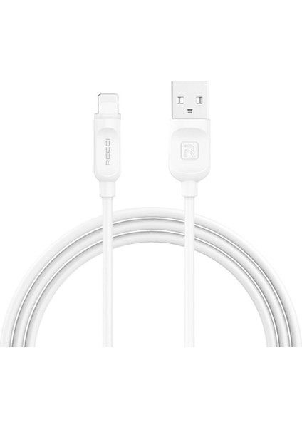 iPhone Şarj Kablosu Recci RCL-P100 City Of Sky Serisi Lightning To Usb-A Data ve Şarj Kablo 1m Beyaz