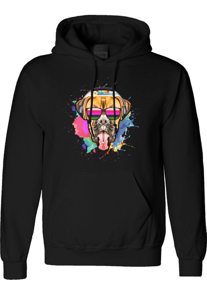 Dog Tasarım Dijital Baskılı 3 Iplik Şardonlu Unisex Kapüşonlu Hoodie Sweatshirt