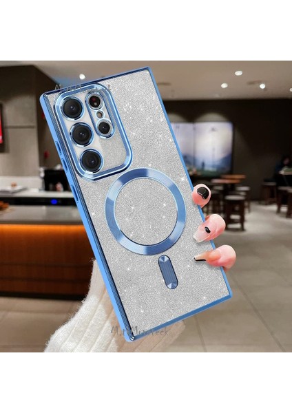 Samsung Galaxy S24 Ultra Kılıf Simli Magsafe Wirelles Şarj Destekli